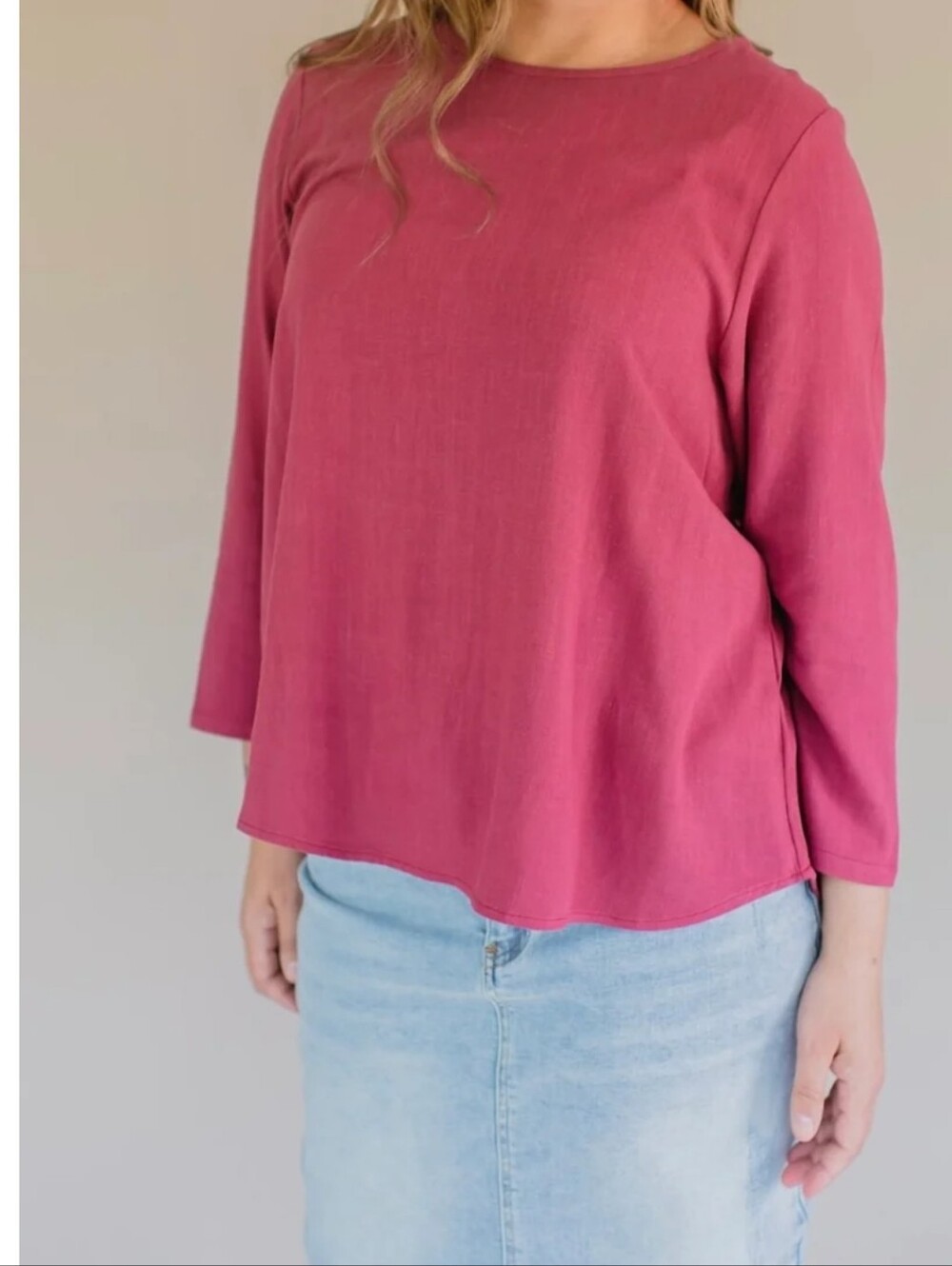 Linen Blend Top - Dusty Rose